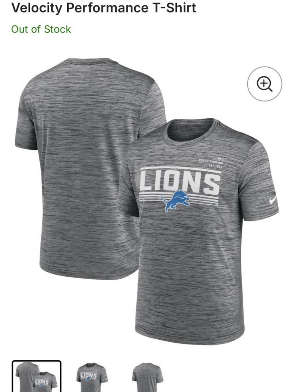 Nike Gray Detroit Lions Velocity Performance Tee